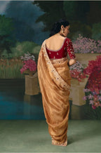 Gilded Crimson Tissue Silk Saree