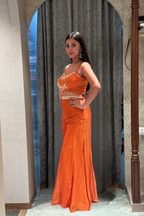 Orange Crushed Palazzo and Embellished Jacket (8212 M-16)