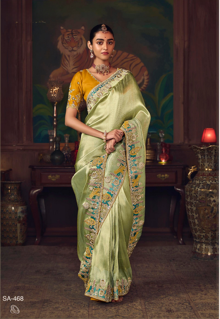 The 'Pistachio Sunset' Saree (SA-468 GS-98)