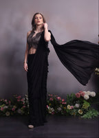 Midnight Noir Pre-Draped Saree