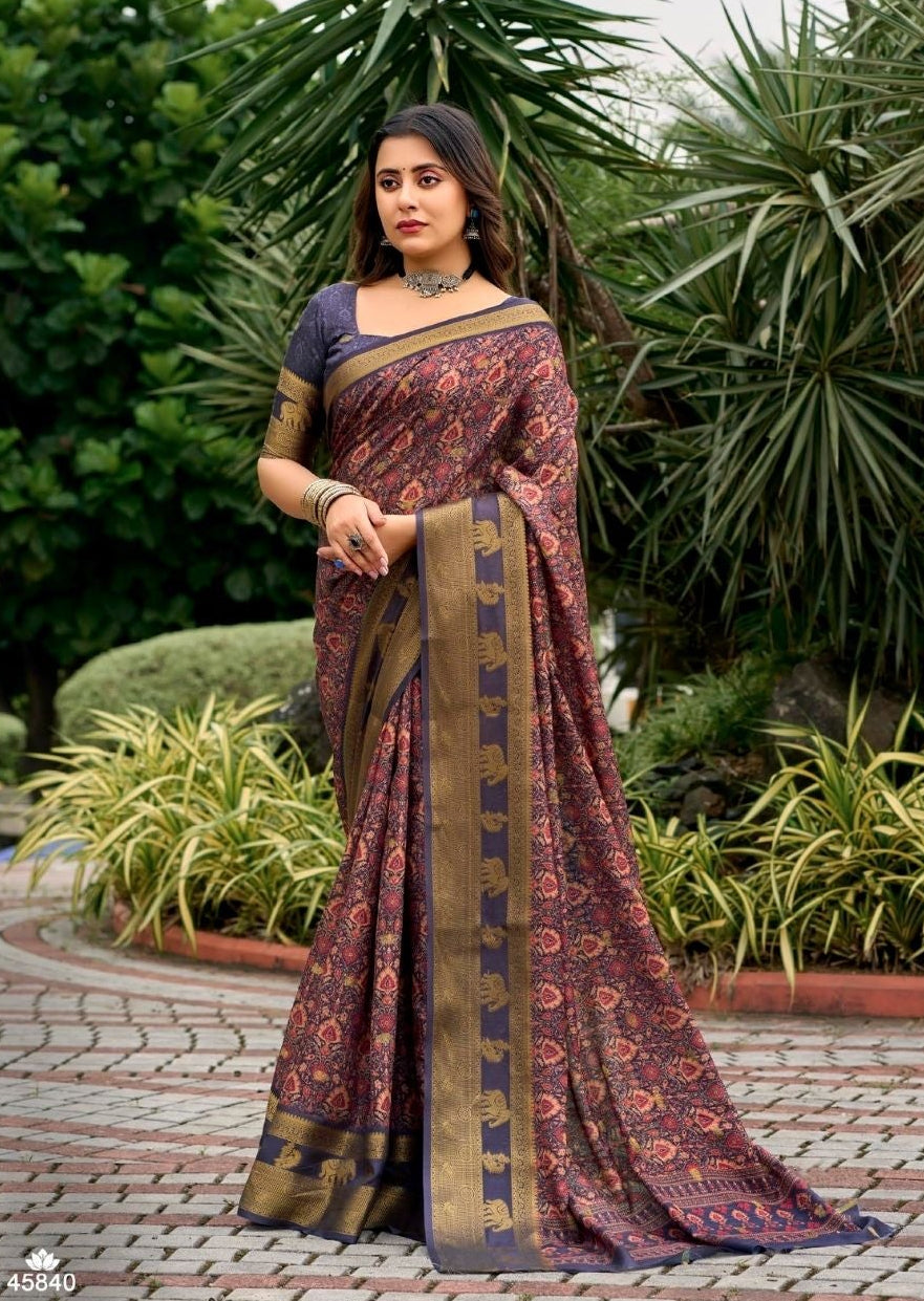 Kalamkari-inspired Banarasi Silk Saree Main image