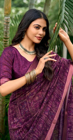 Majestic Geometric Print Art Silk Saree