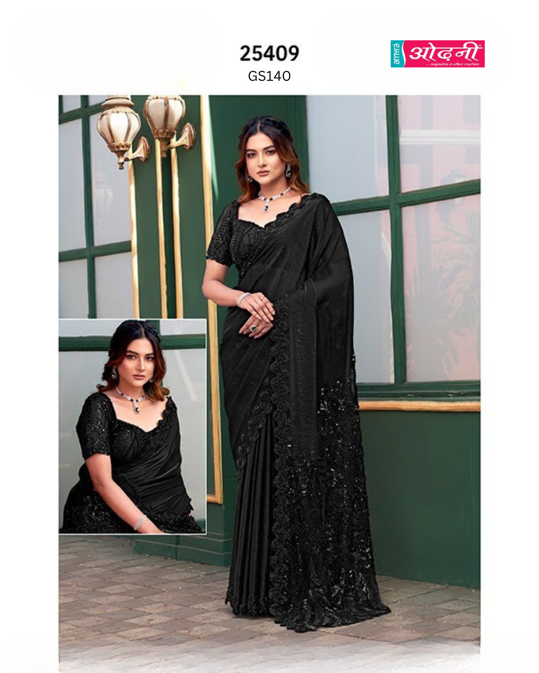 Black Sequins Saree (25409 GS-140)