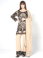 Beige - Black Kurti Fusion Set