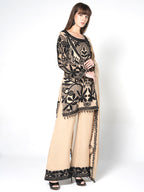 Beige - Black Kurti Fusion Set