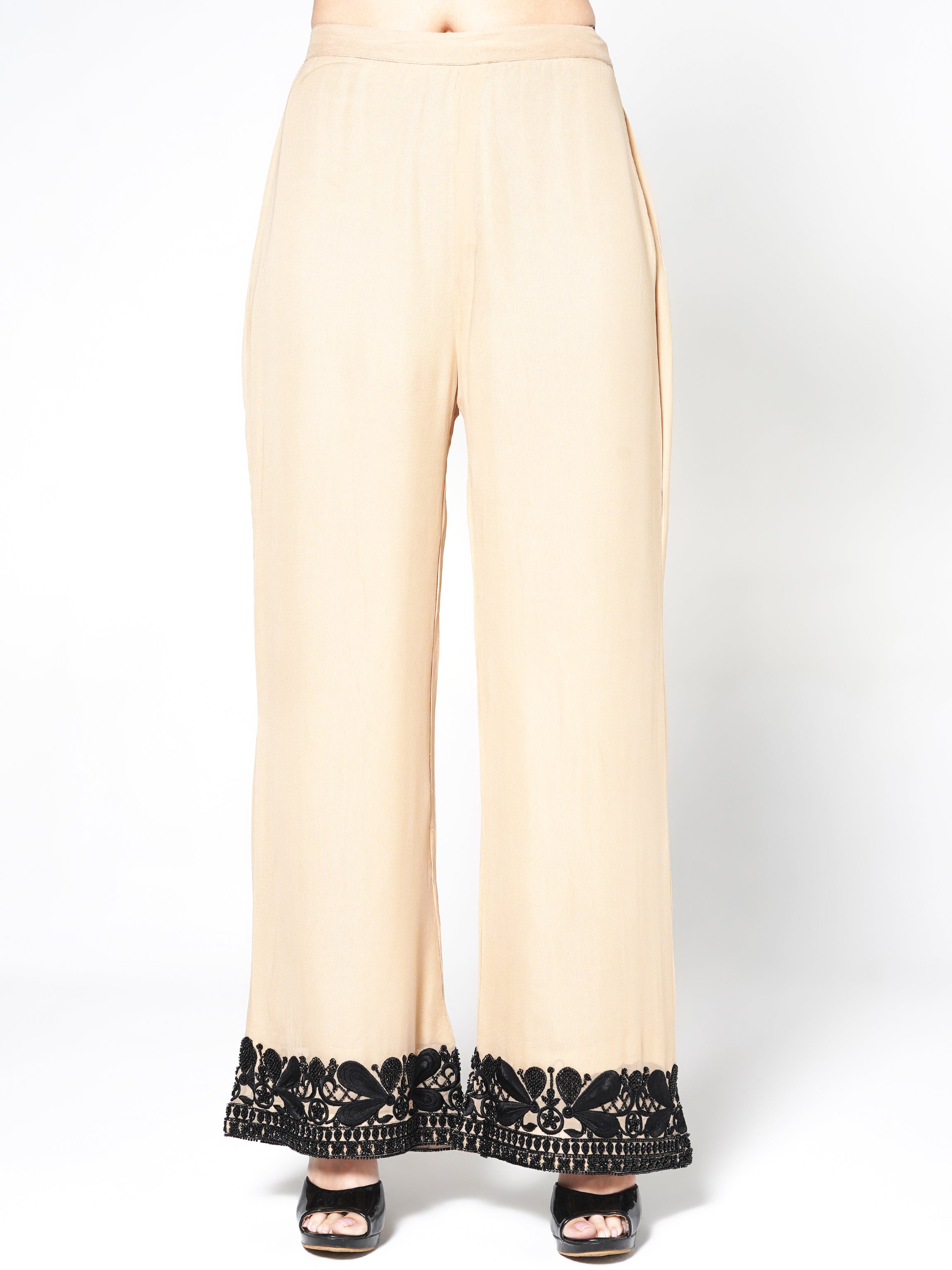 Beige - Black Kurti Fusion Set