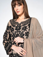 Noir & Pearl-Ivory Kurti Set