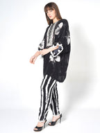 Charcoal Hand-Painted Kaftan Kurti-Set