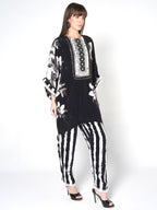 Charcoal Hand-Painted Kaftan Kurti-Set