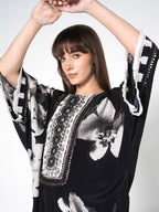 Charcoal Hand-Painted Kaftan Kurti-Set