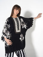 Charcoal Hand-Painted Kaftan Kurti-Set