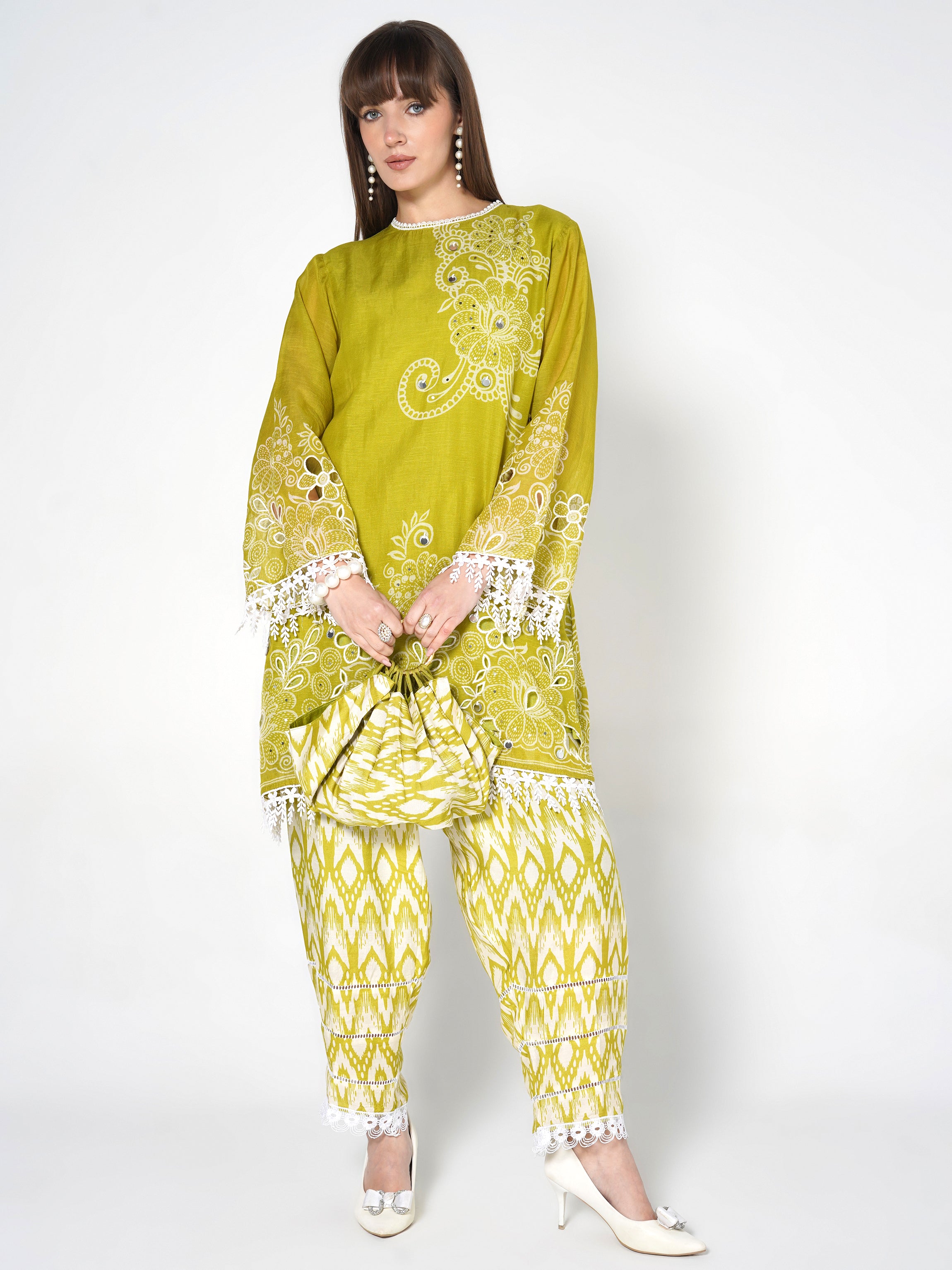Co-ord Set with Ikat Print Shalwar
