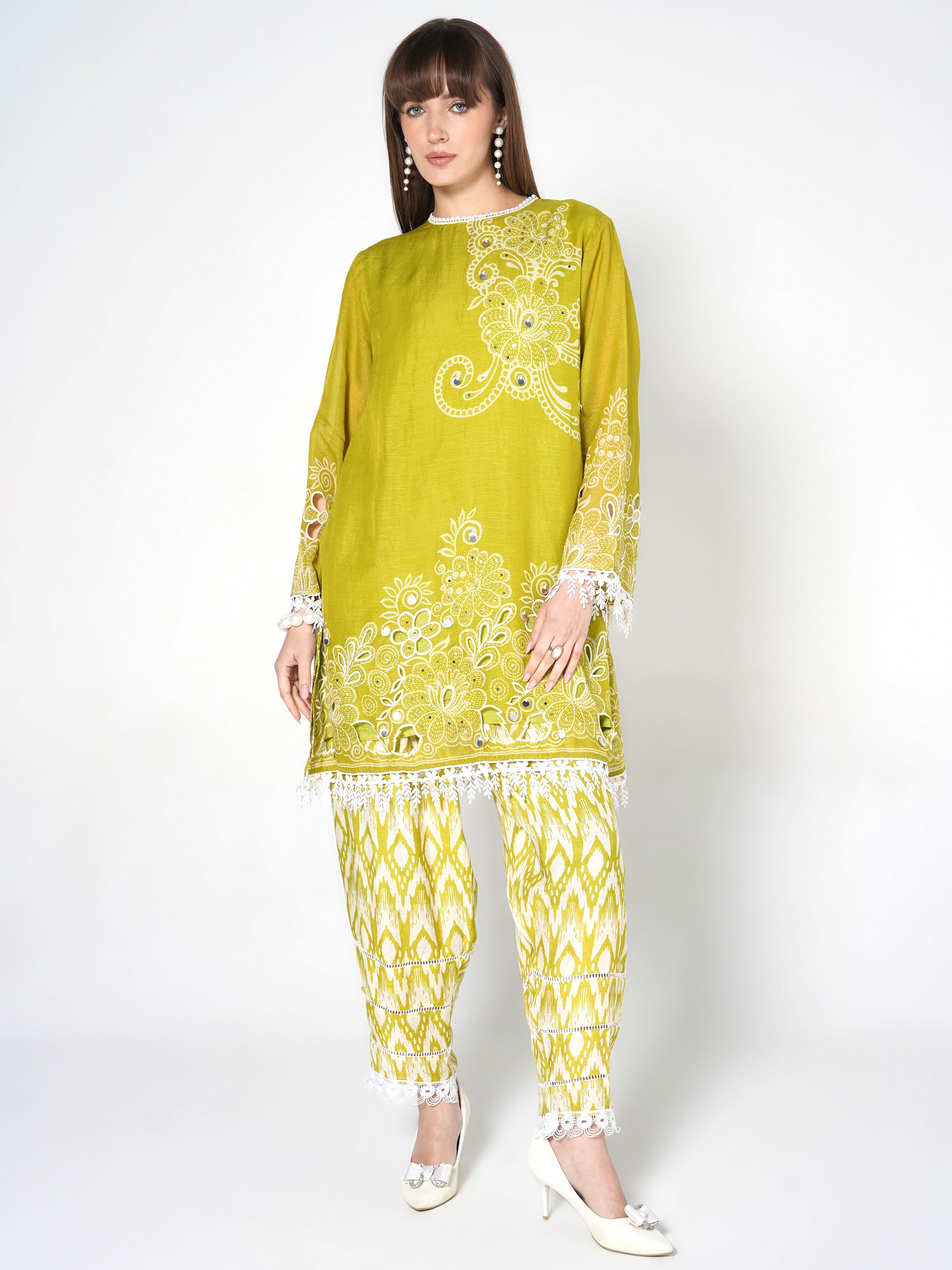 Co-ord Set with Ikat Print Shalwar