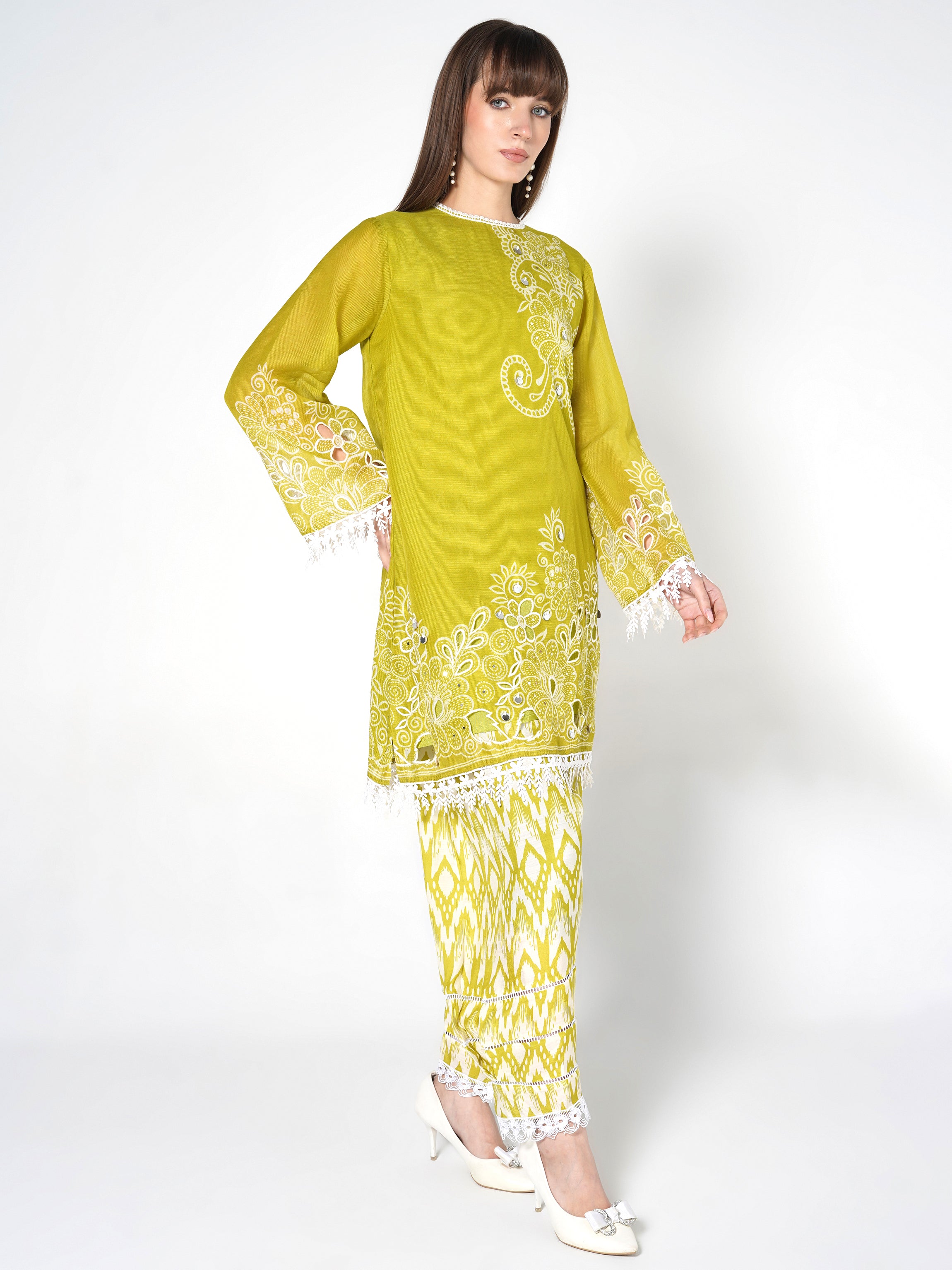 Co-ord Set with Ikat Print Shalwar