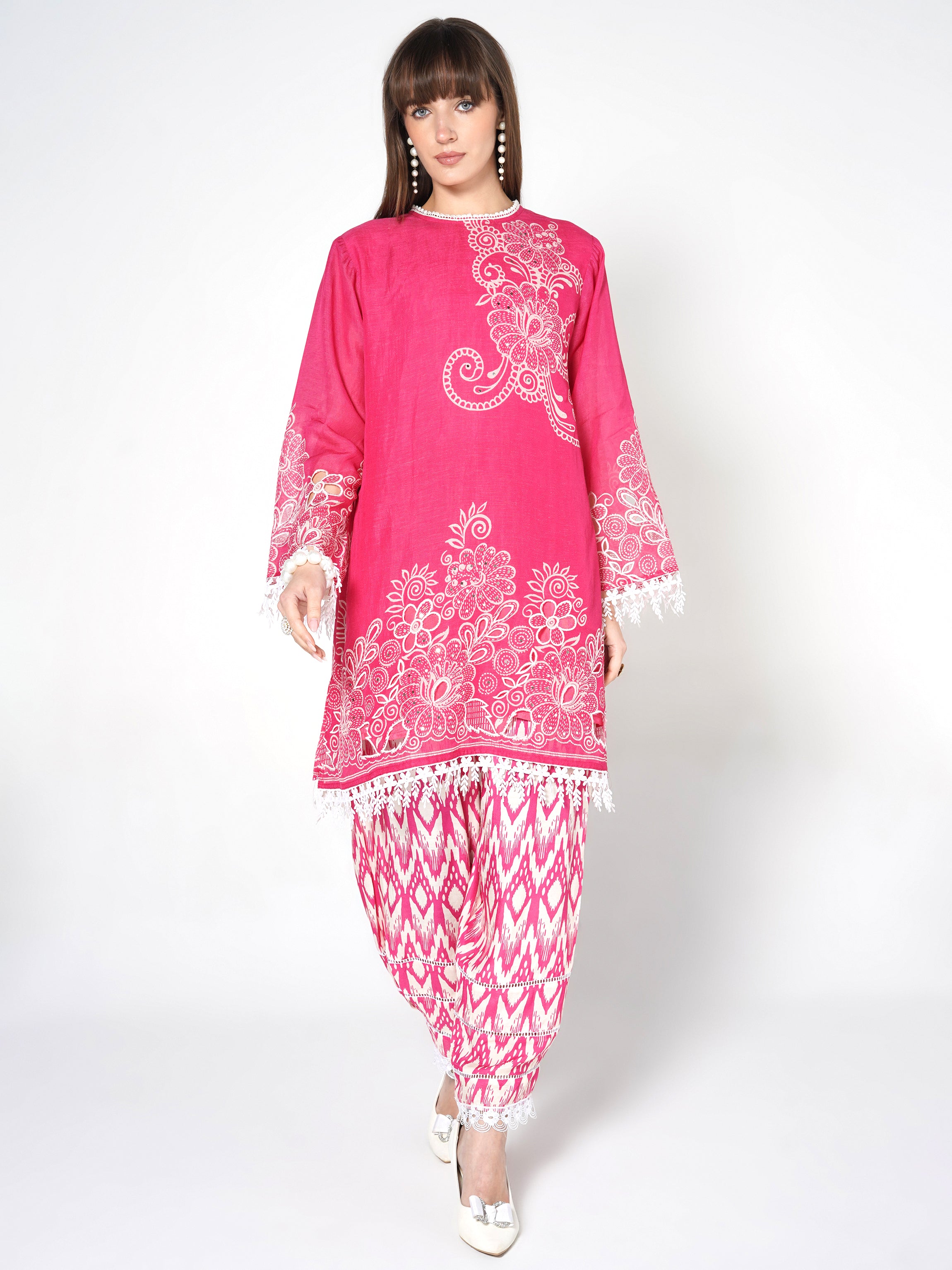Co-ord Set with Ikat Print Shalwar