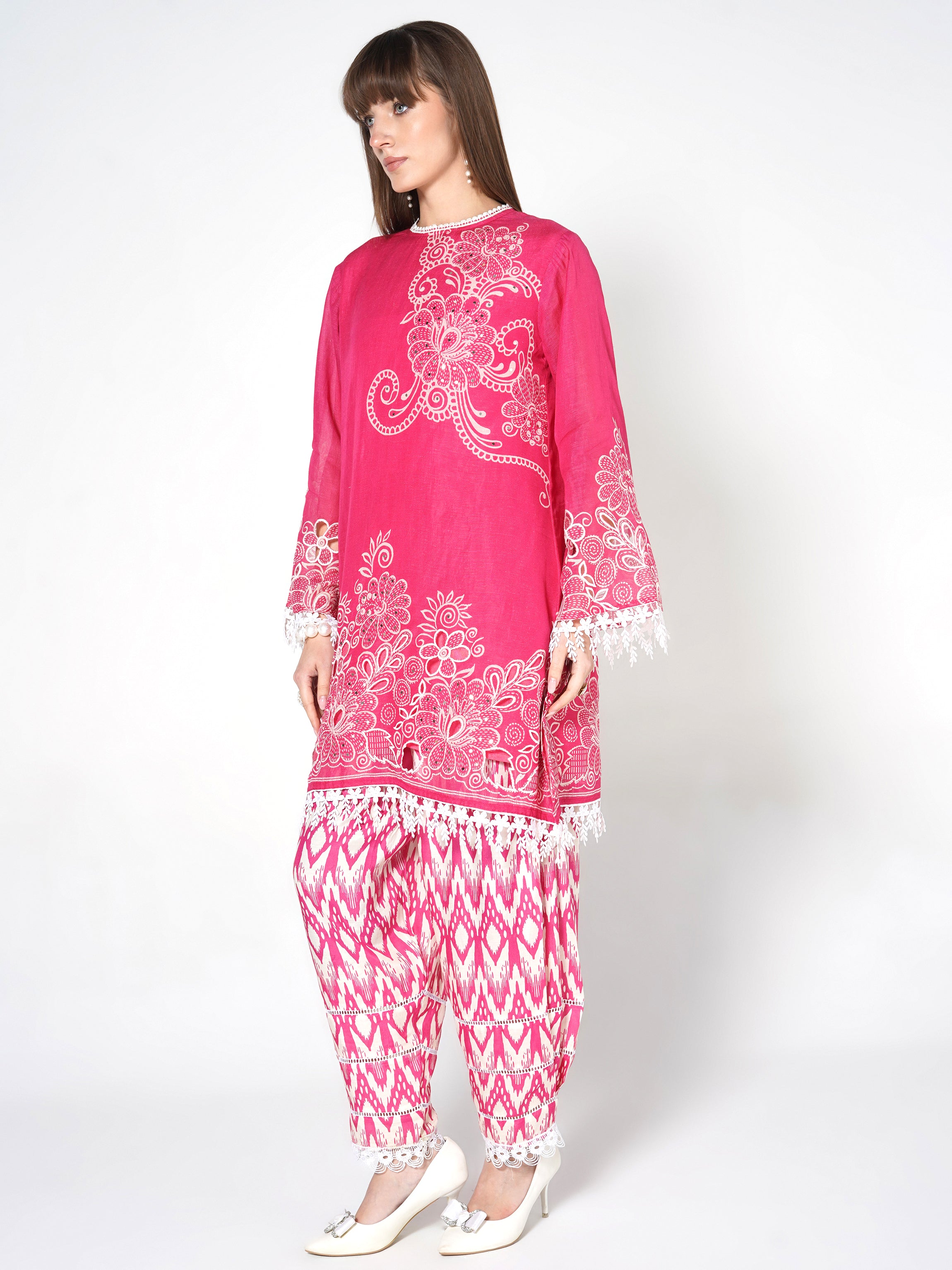 Co-ord Set with Ikat Print Shalwar