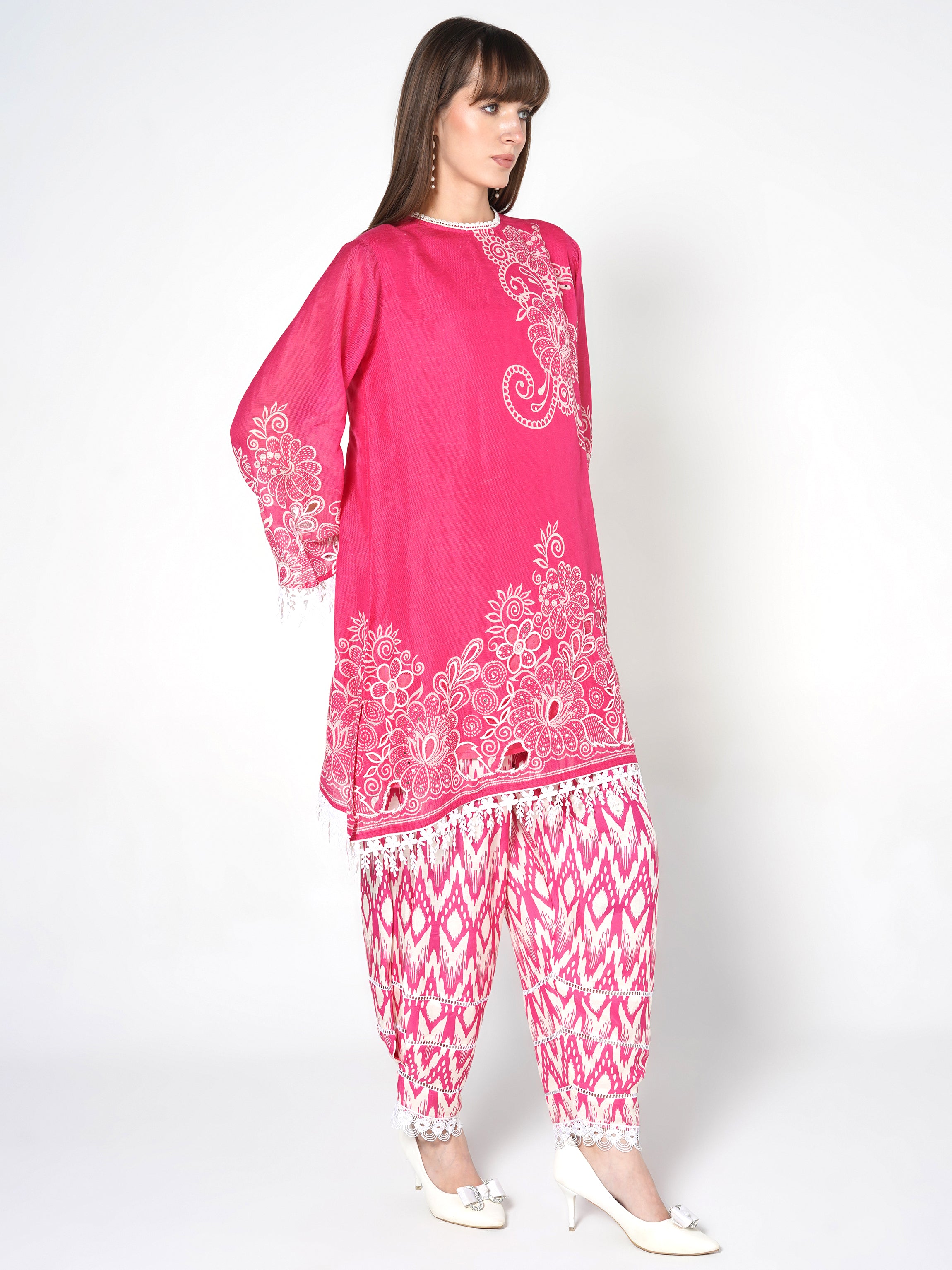 Co-ord Set with Ikat Print Shalwar