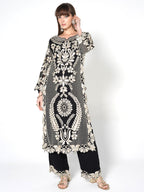 Noir & Pearl-Ivory Kurti Set