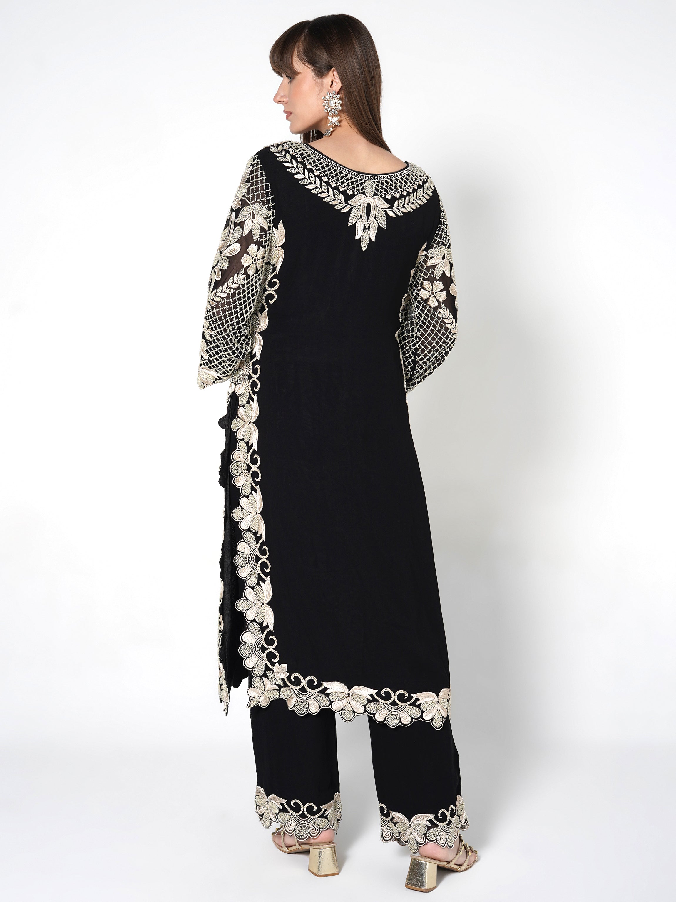 Noir & Pearl-Ivory Kurti Set
