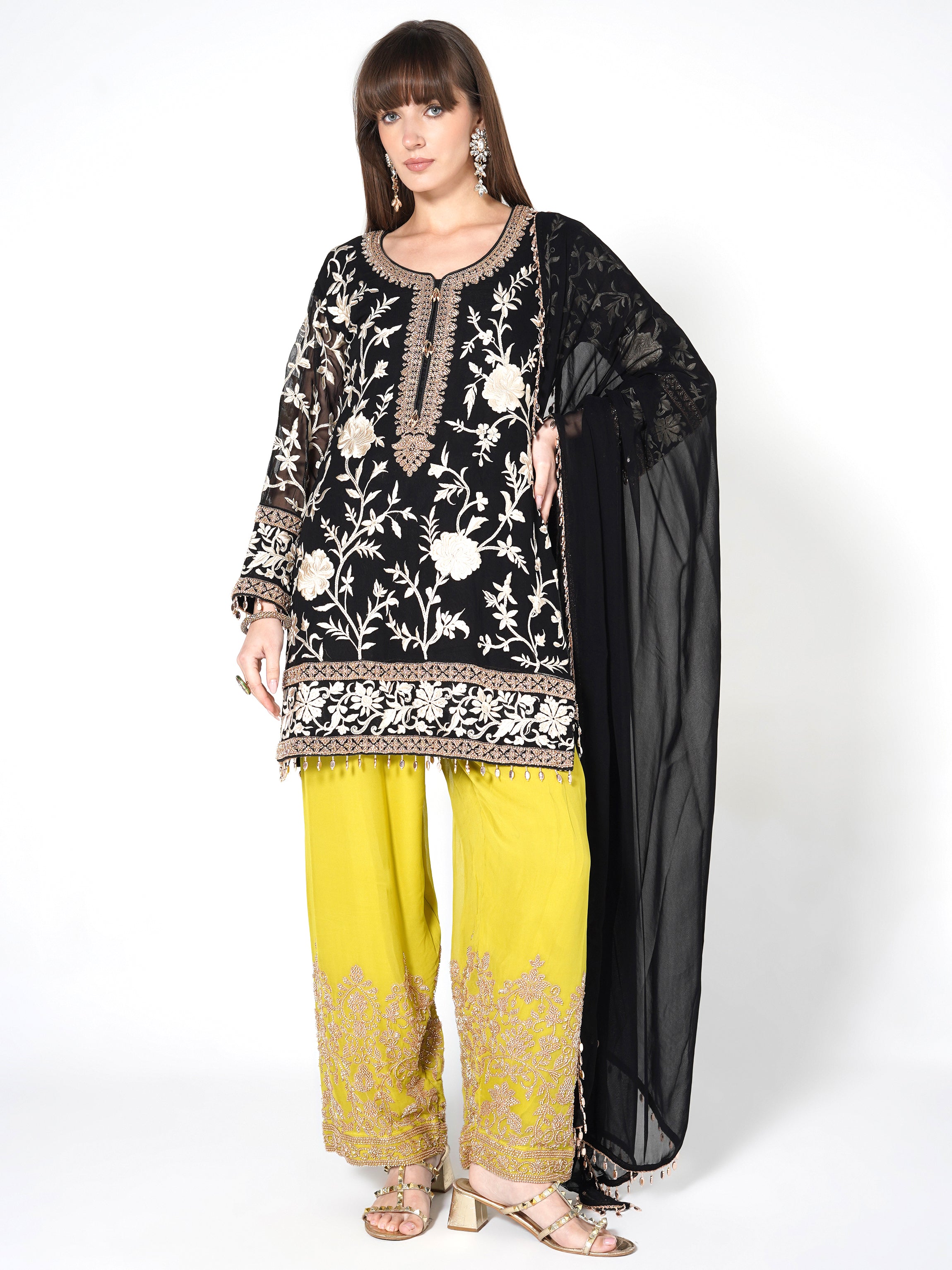 Black fusion Kurti Set Main image
