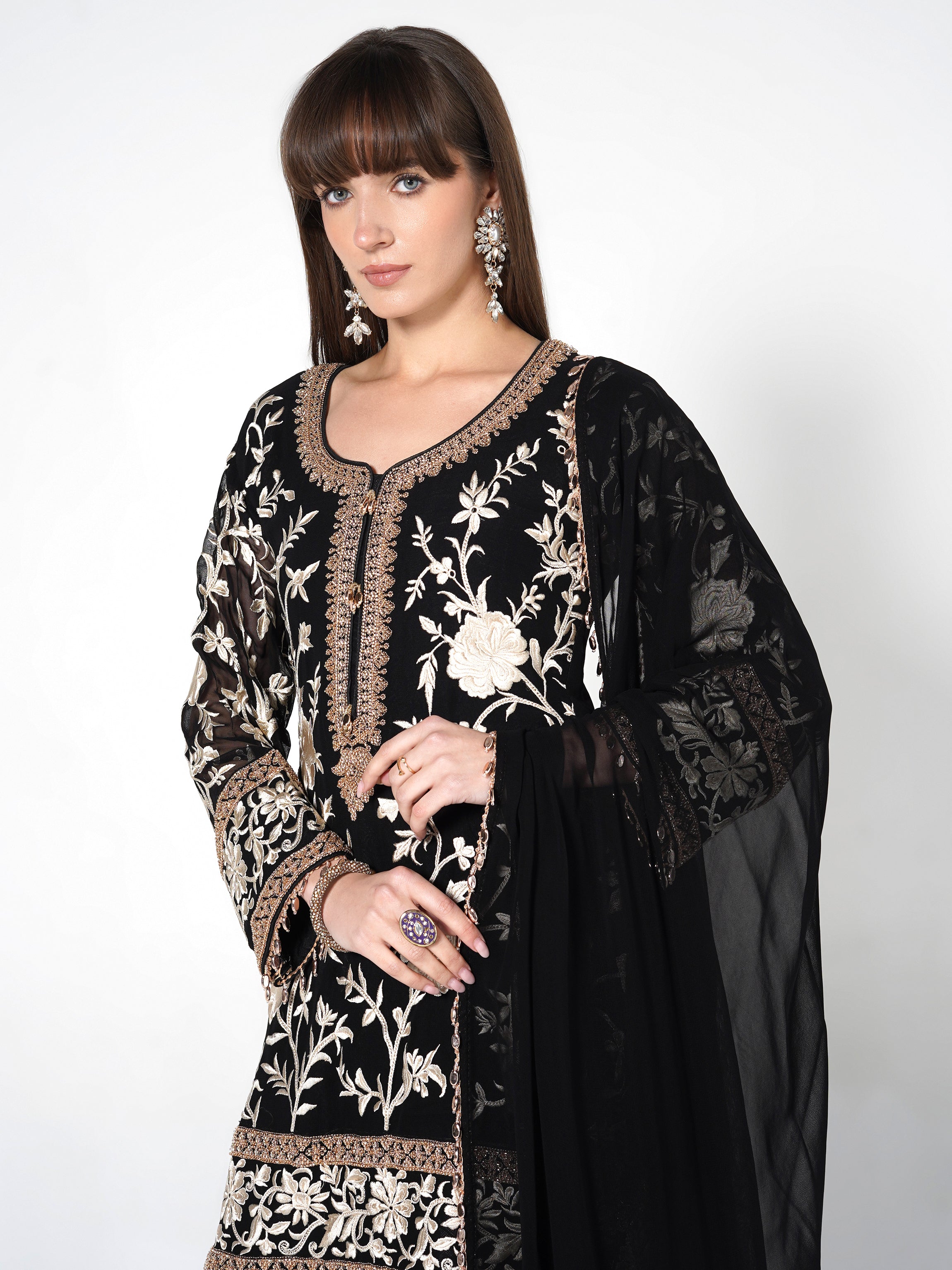 Black fusion Kurti Set