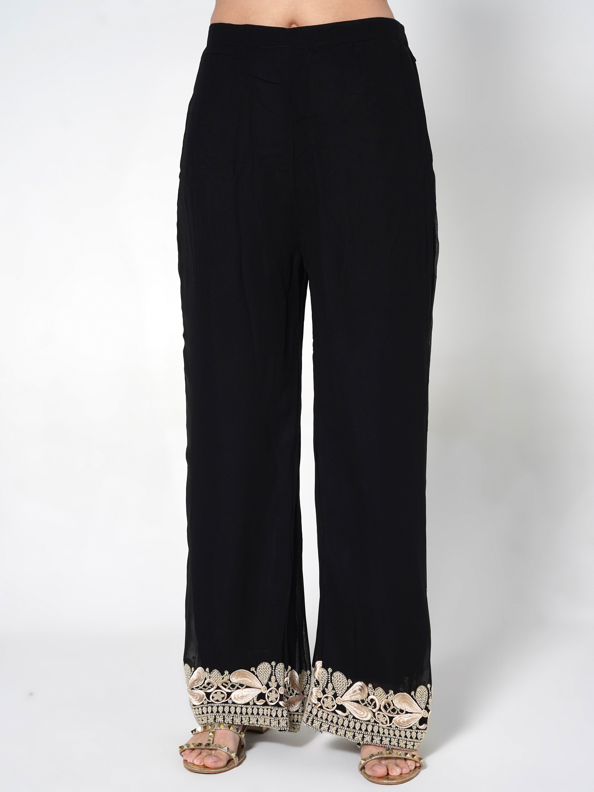 Beige - Black Kurti Fusion Set