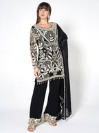 Beige - Black Kurti Fusion Set