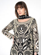 Beige - Black Kurti Fusion Set