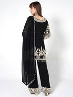 Beige - Black Kurti Fusion Set