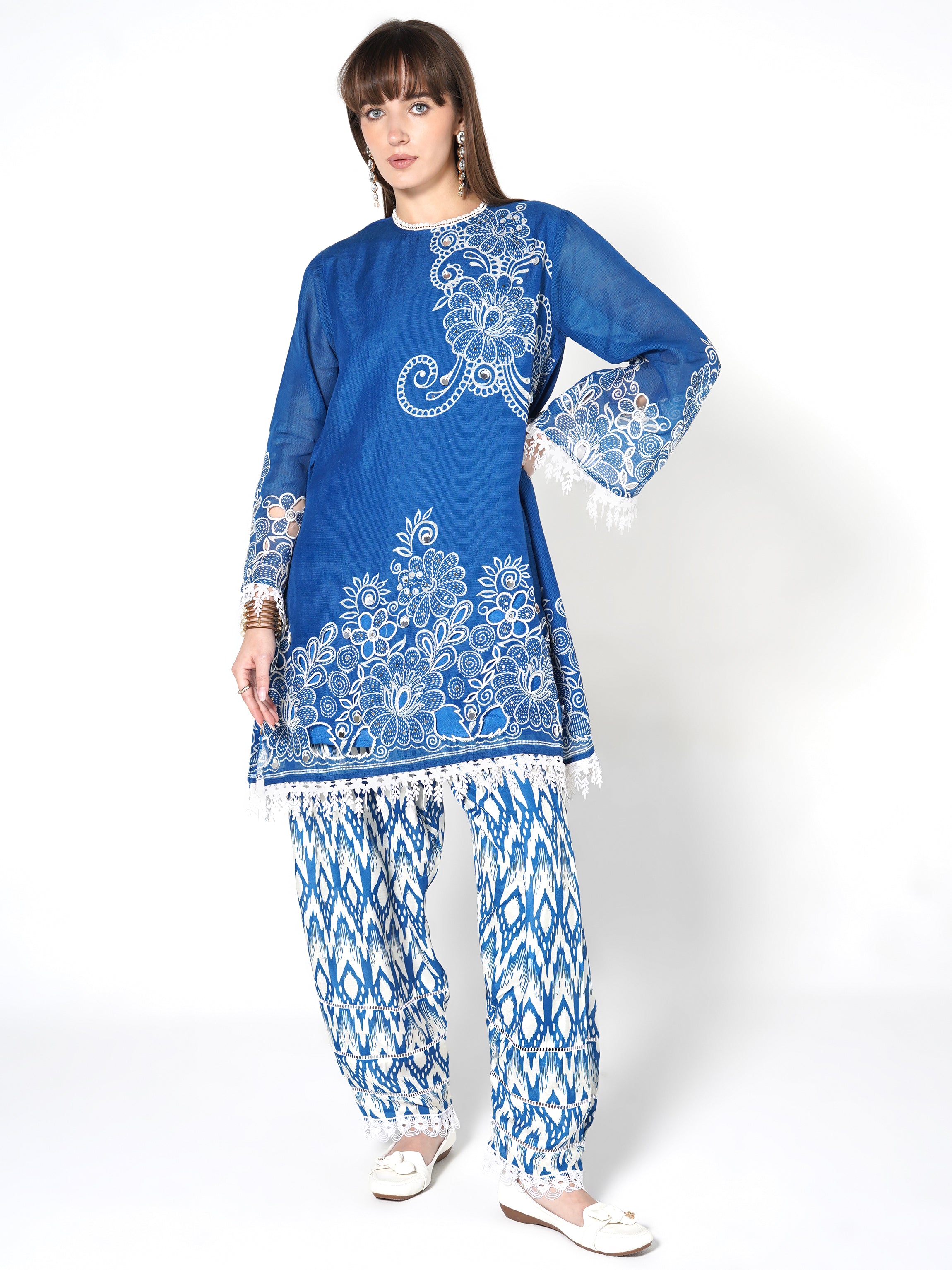 Co-ord Set with Ikat Print Shalwar