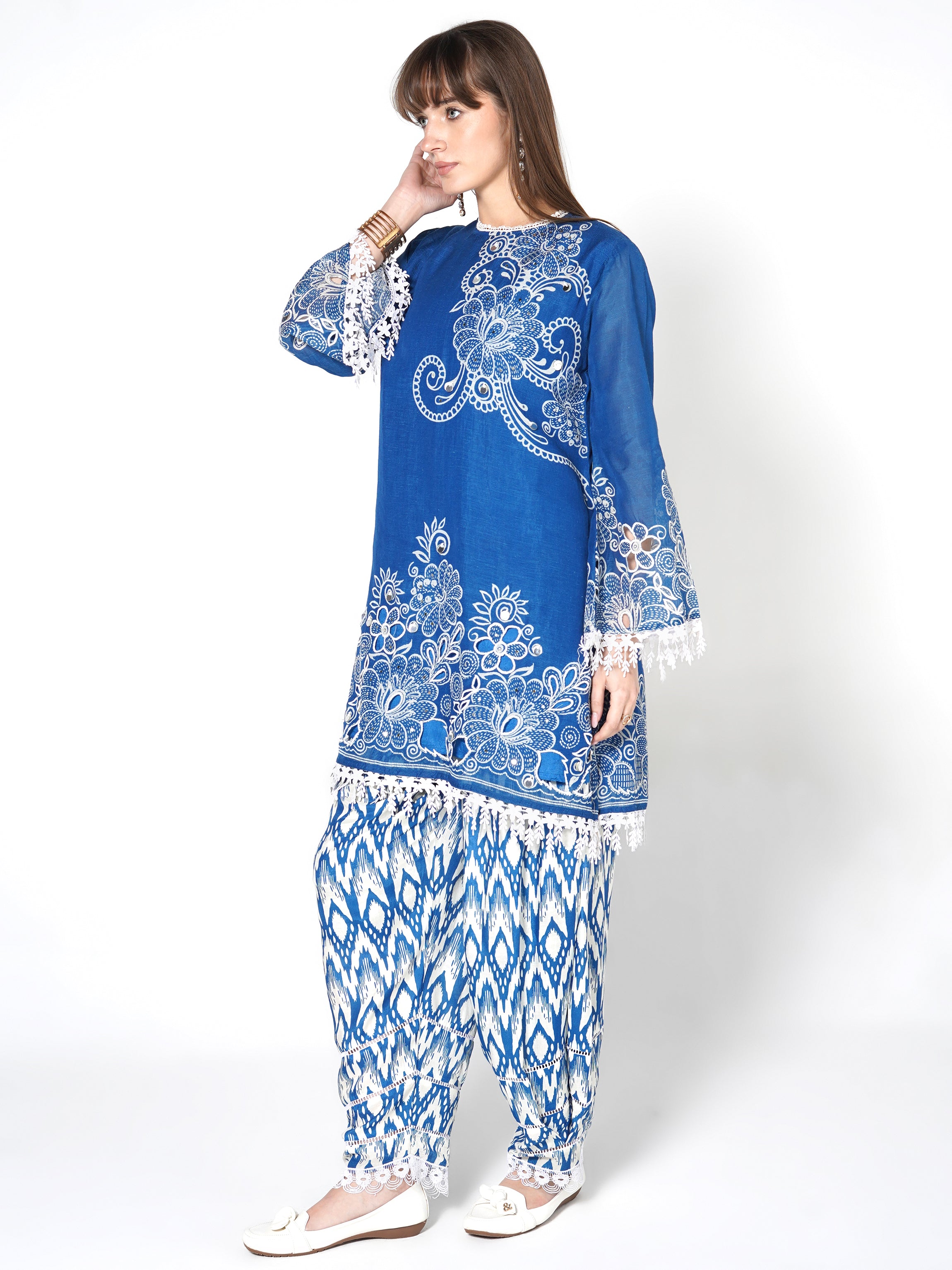 Co-ord Set with Ikat Print Shalwar