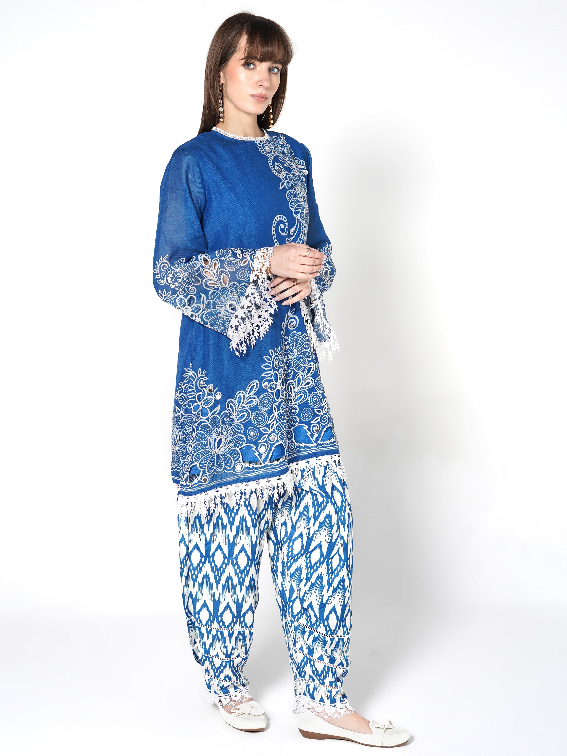 Co-ord Set with Ikat Print Shalwar
