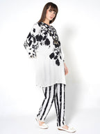 Hand-Painted Floral & Stripe Kurti Set