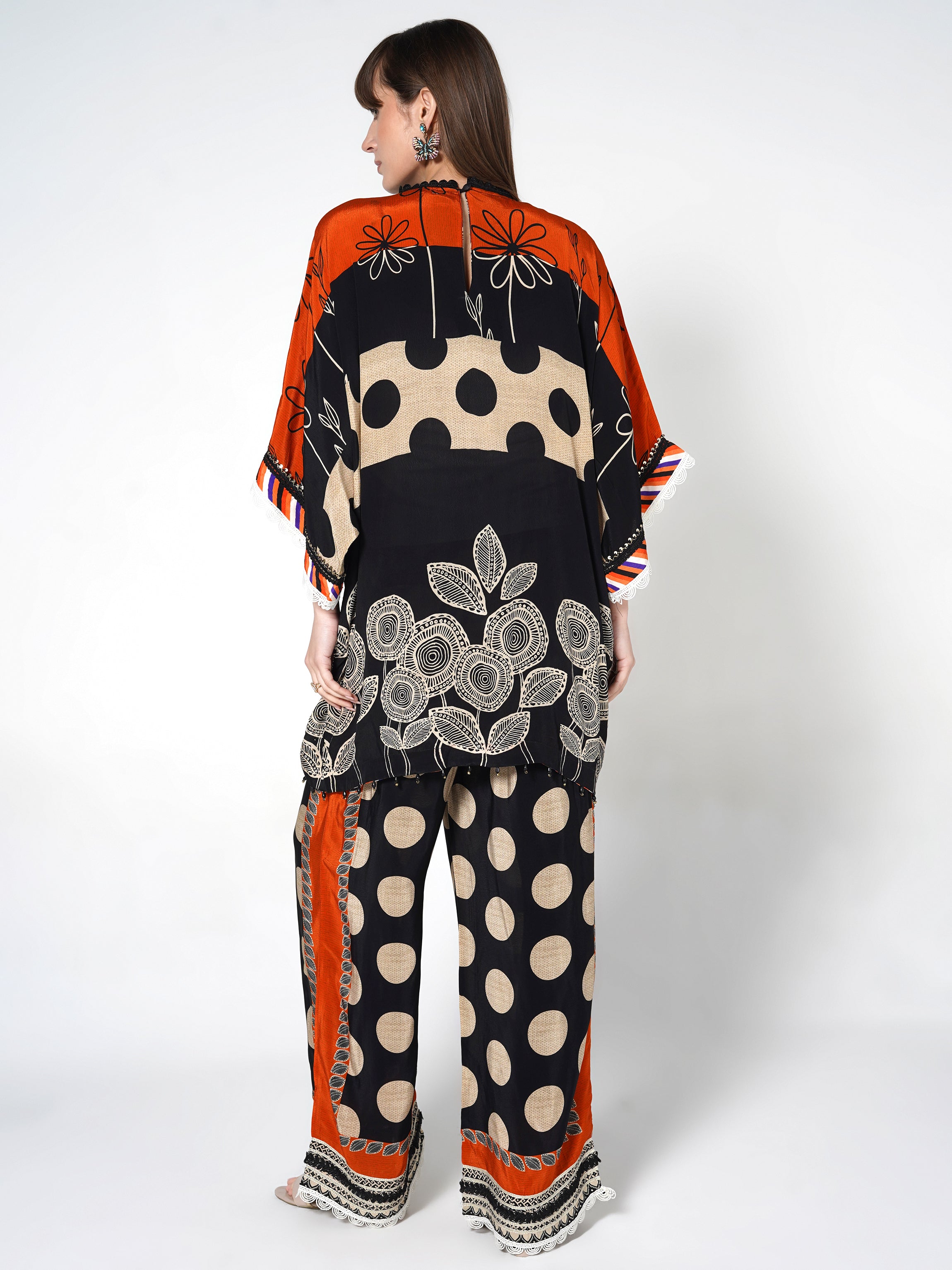 Floral & Polka Dot Fusion Kurti Set