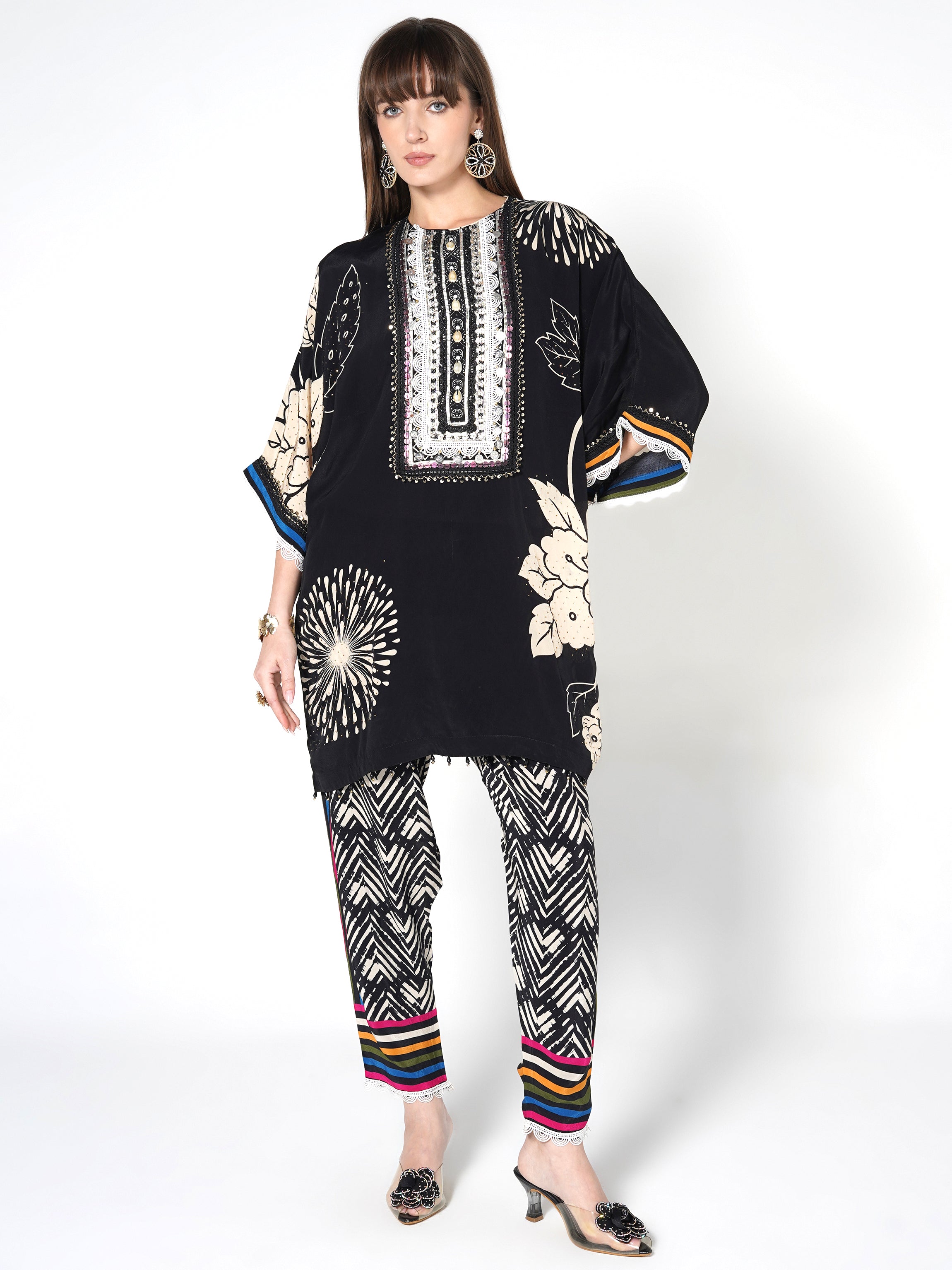 Midnight Flora Kurti & Jogger Set