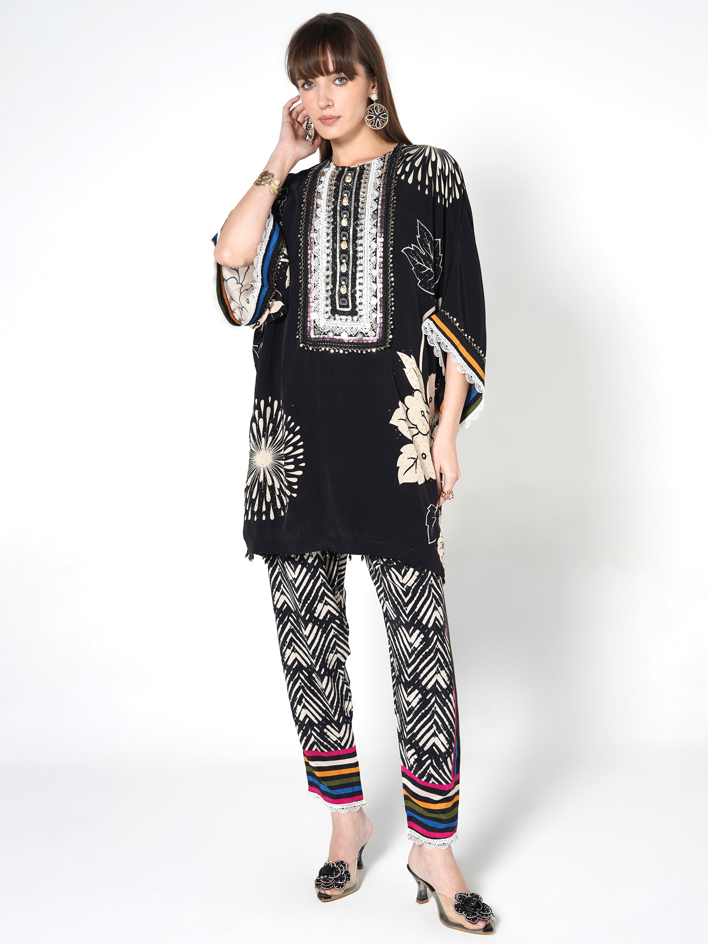 Midnight Flora Kurti & Jogger Set