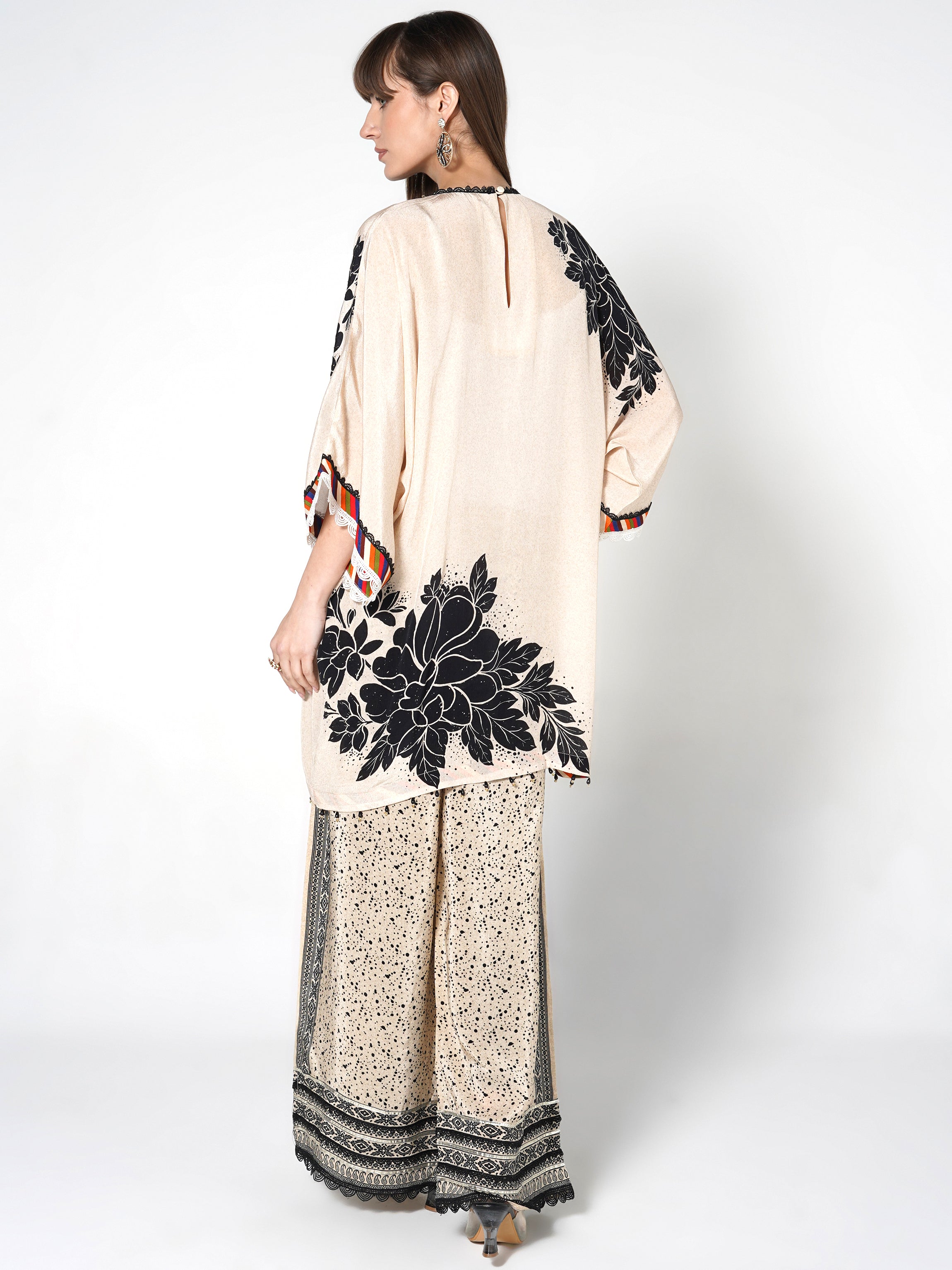 Ebony Floral Fusion Kurti & Palazzo Set