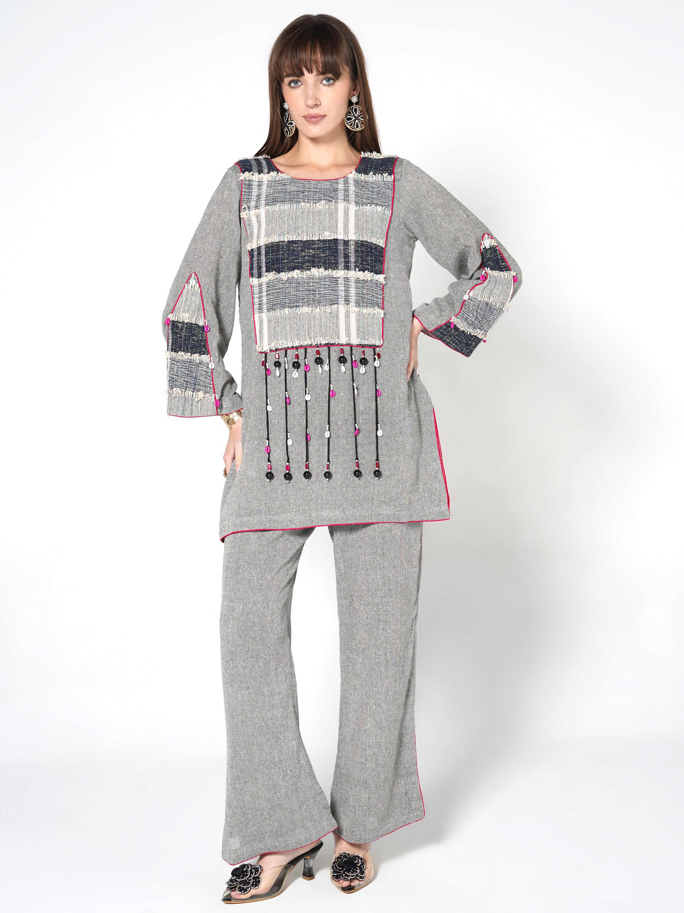 Elegant Grey Ethnic Two-Piece Ensemble Main image