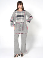 Elegant Grey Ethnic Two-Piece Ensemble