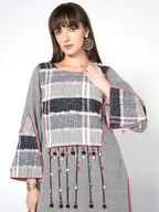 Elegant Grey Ethnic Two-Piece Ensemble