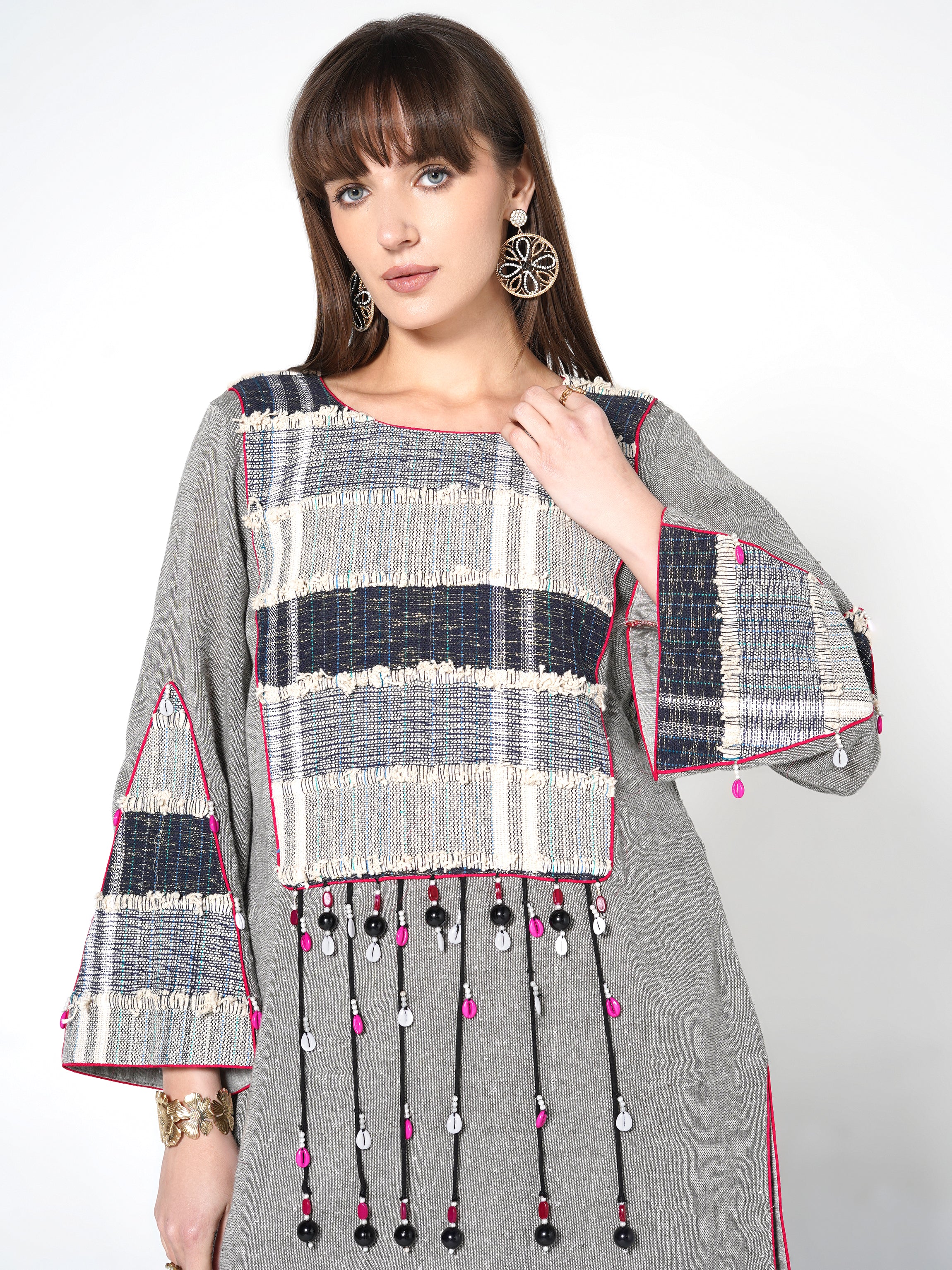 Elegant Grey Ethnic Two-Piece Ensemble