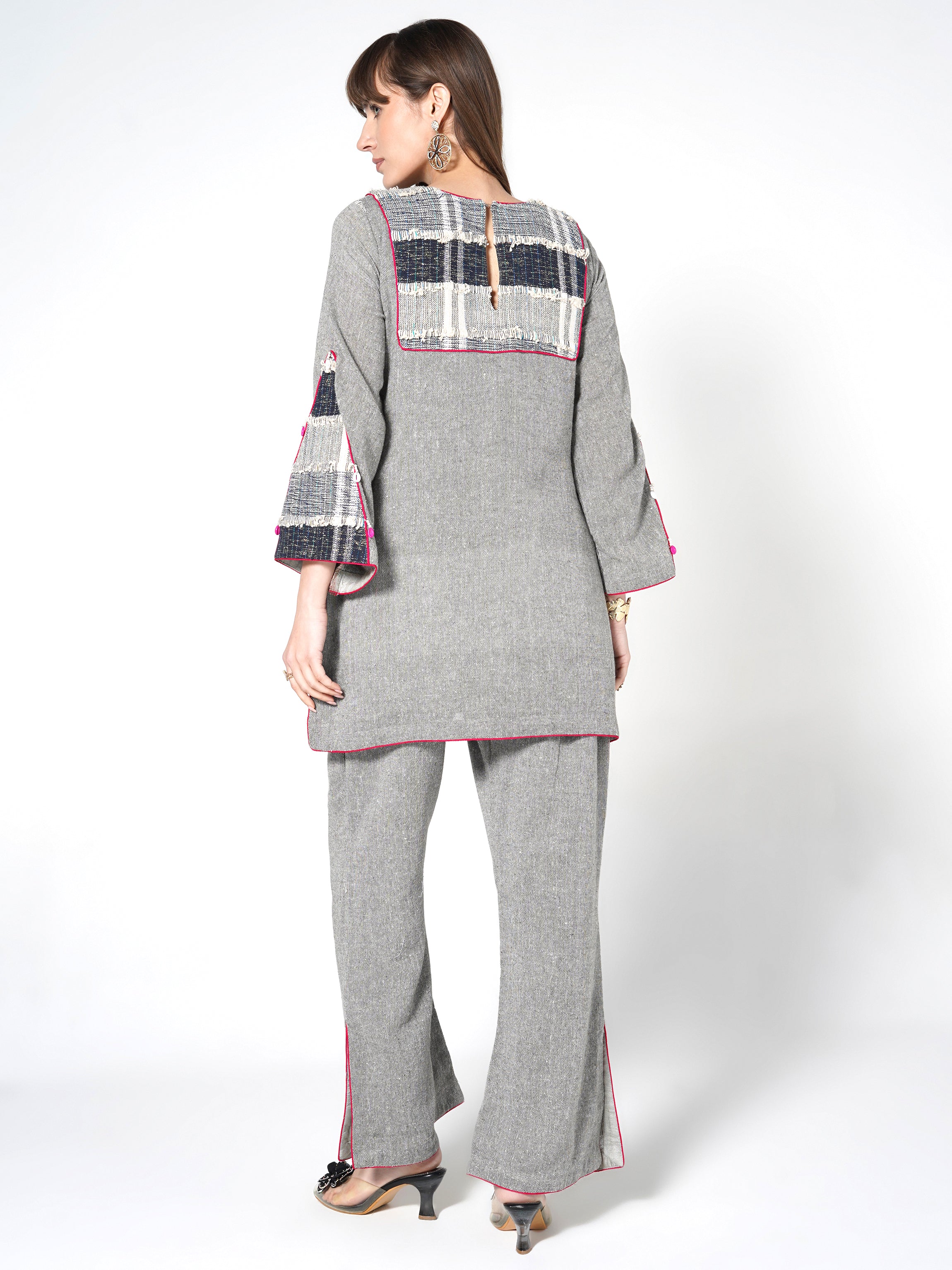 Elegant Grey Ethnic Two-Piece Ensemble