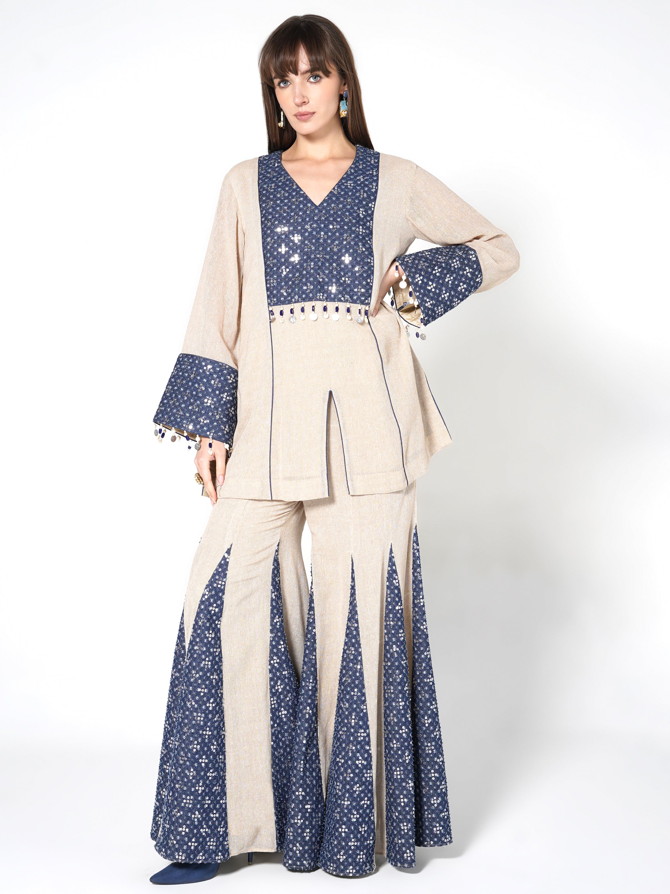 Printed Peplum Kurta with Flared Pants