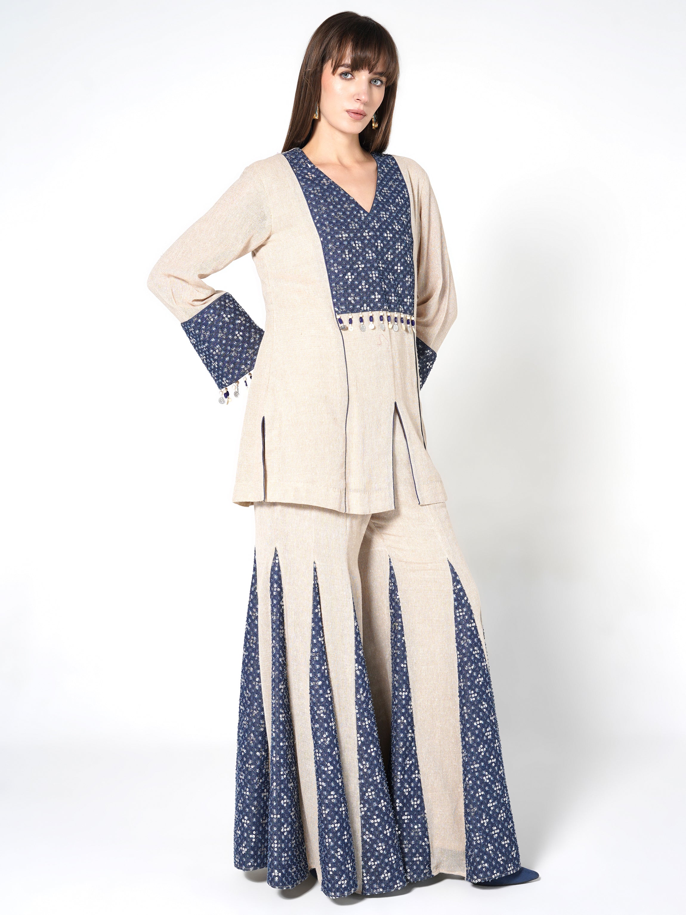Printed Peplum Kurta with Flared Pants