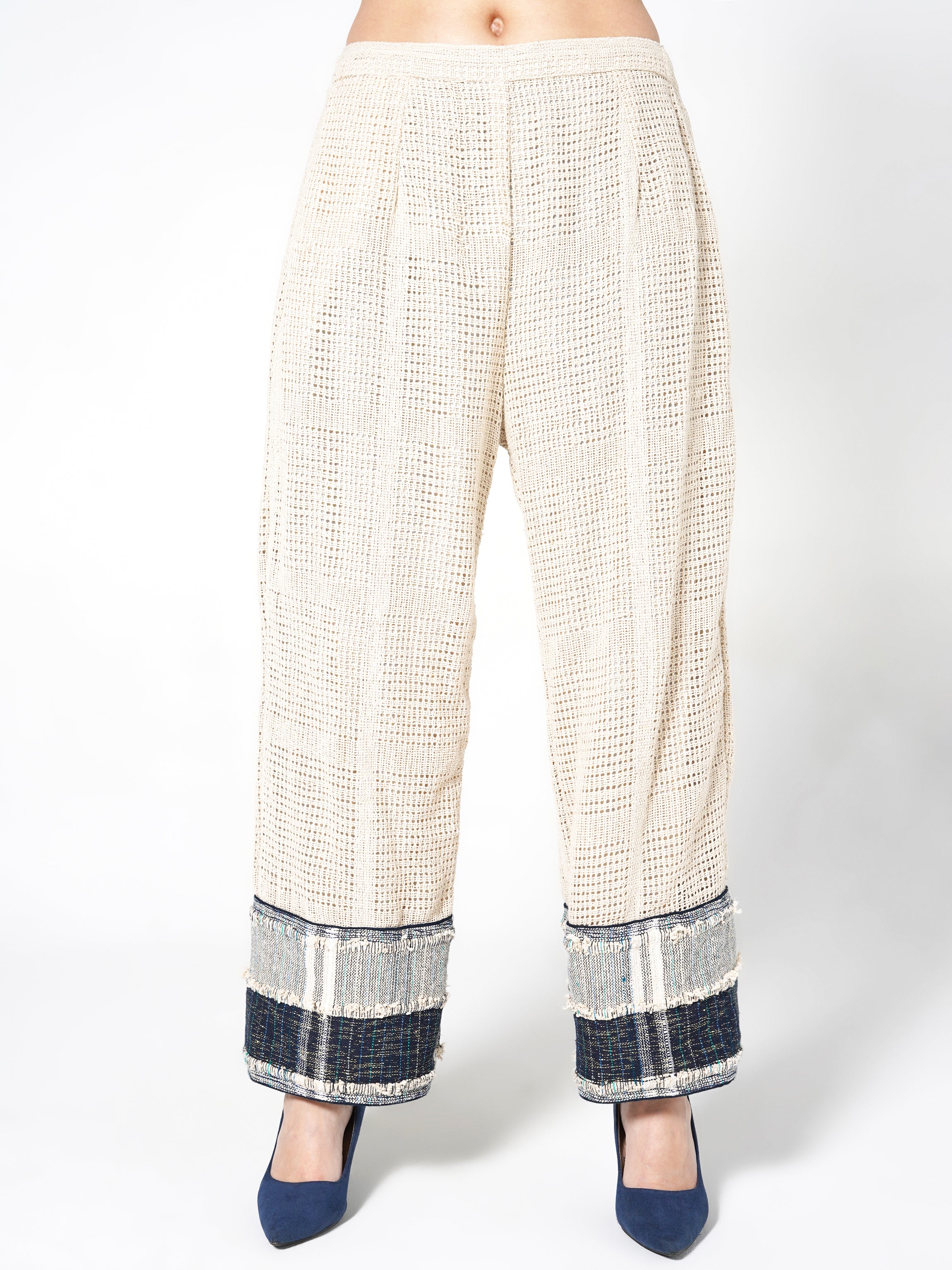 Ivory Printed Kurta with Wide-Leg Pants