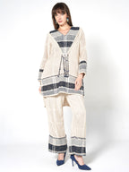 Ivory Printed Kurta with Wide-Leg Pants