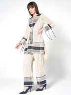 Ivory Printed Kurta with Wide-Leg Pants
