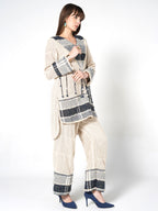 Ivory Printed Kurta with Wide-Leg Pants