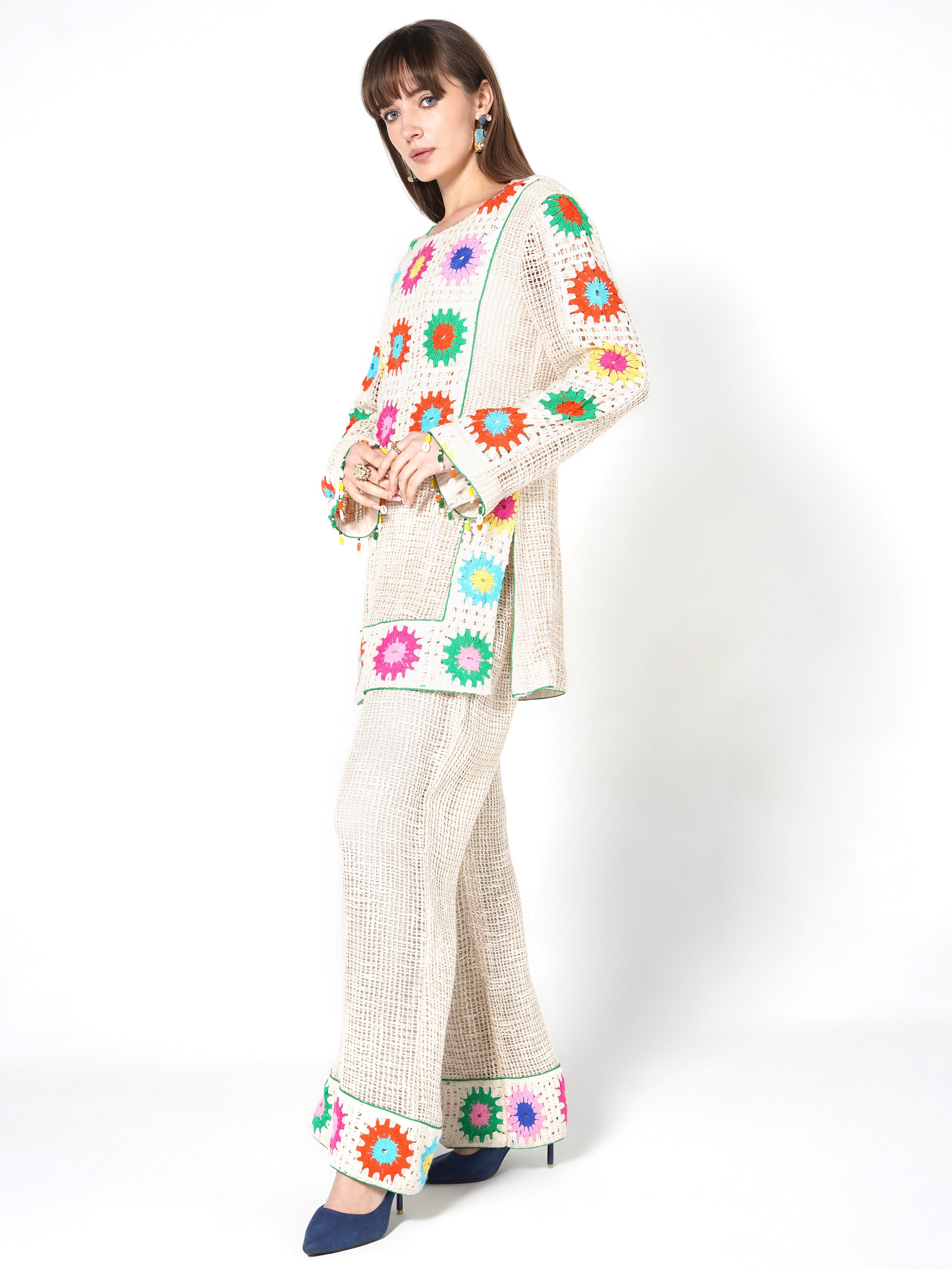 Multicolor Flower Print Kurta & Palazzo Set Secondary image