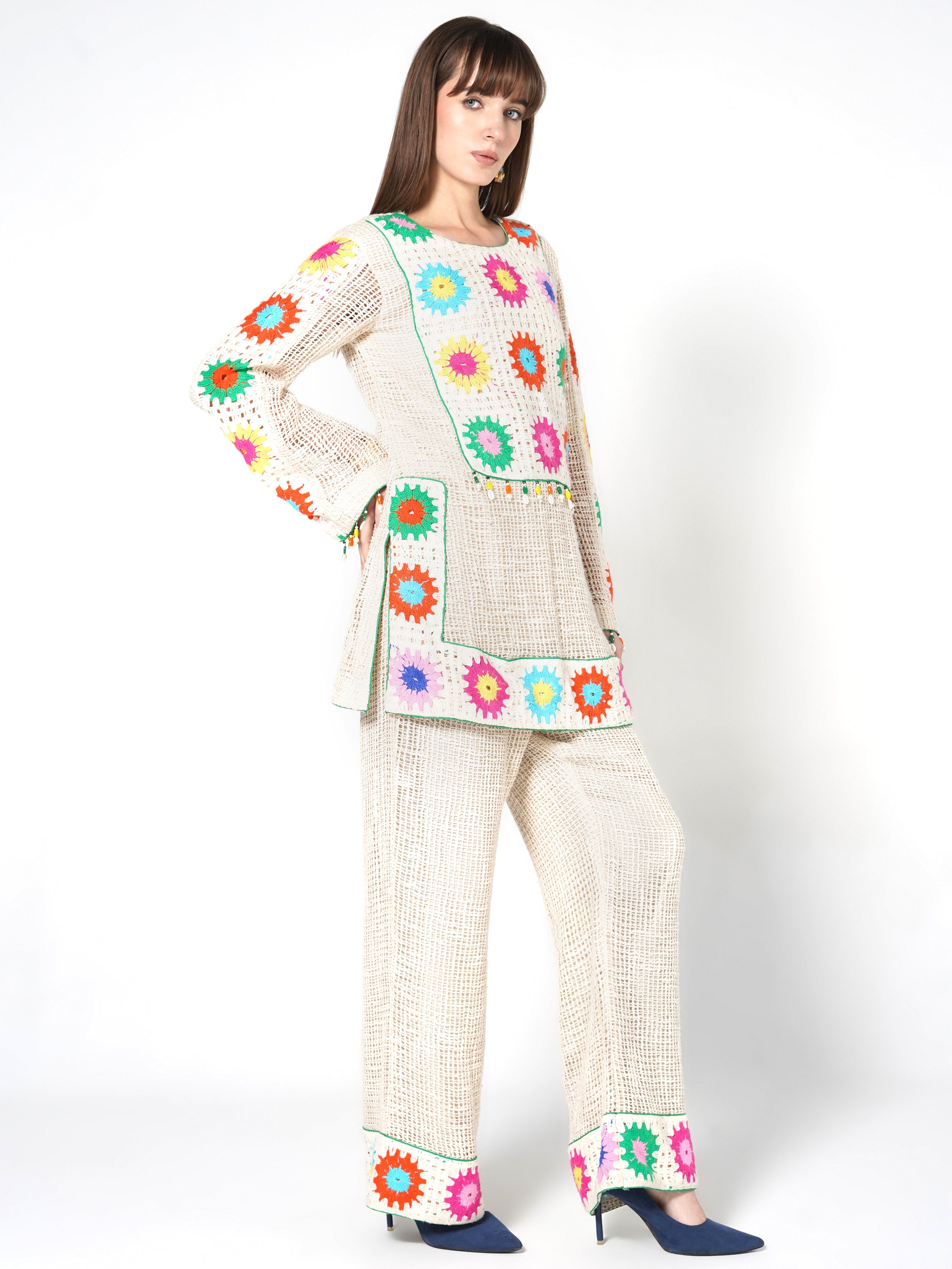 Multicolor Flower Print Kurta & Palazzo Set